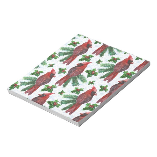 watercolor Red Cardinal Bird Notepad (Rotated)
