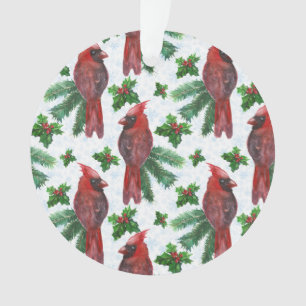 watercolor Red Cardinal Bird Ornament