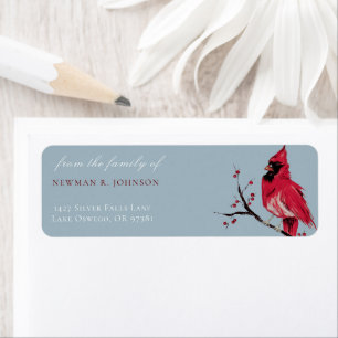 Watercolor Red Cardinal Funeral Return Address Label