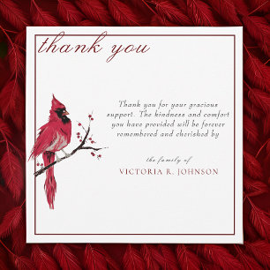 Watercolor Red Cardinal Funeral Thank You Card