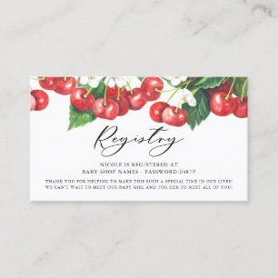 Watercolor Red Cherries Garland Registry Card