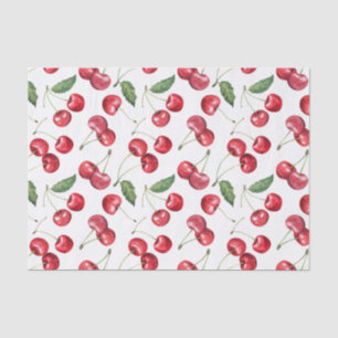 Watercolor Red Cherry Fruit  Tissue Paper