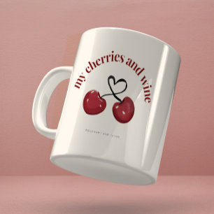 Watercolor Red Cherry Heart Mug