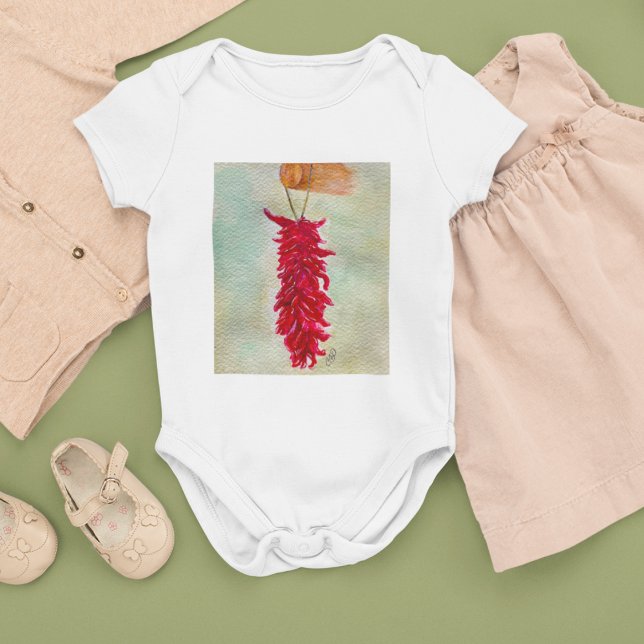 Watercolor Red Chile Ristra New Mexico Baby Bodysuit (Creator Uploaded)