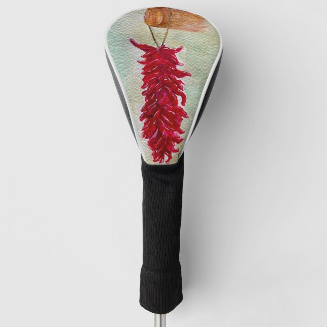Watercolor Red Chile Ristra New Mexico Golf Head Cover (Front)