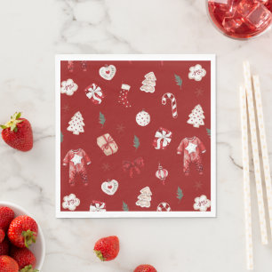 Watercolor Red Christmas Merry Little Baby Shower Napkin
