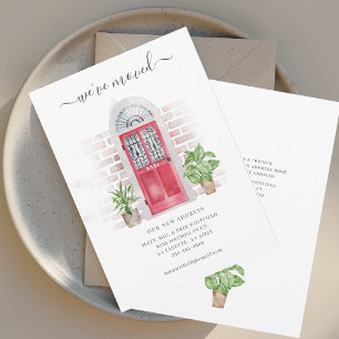 Watercolor Red Door We've Moved Moving Announcement