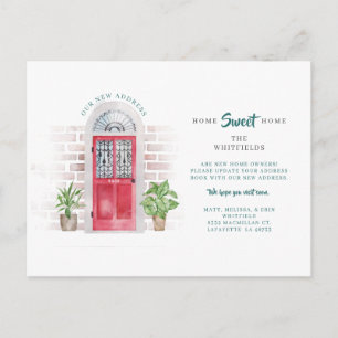 Watercolor Red Door We've Moved New Address Moving Announcement Postcard
