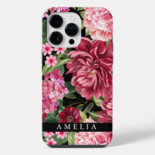 Watercolor red floral botanical greenery iPhone 14 pro max case