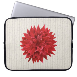 Watercolor Red Flower Beige stripes Background Laptop Sleeve