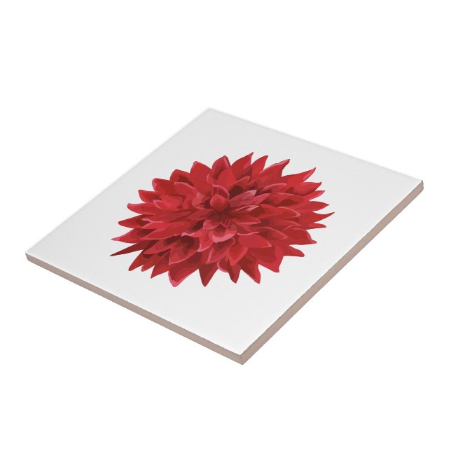 Watercolor Red Flower Ceramic Tile (Side)