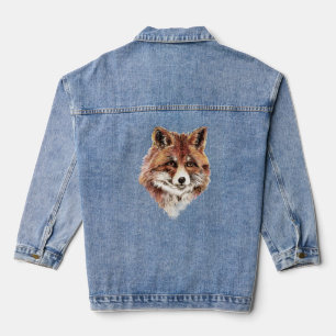 Watercolor Red Fox Animal Wildlife Nature Art Denim Jacket