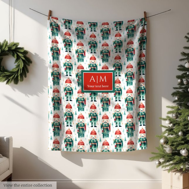 Watercolor red green Christmas nutcrackers blanket (Watercolor red green Christmas nutcrackers blanket)