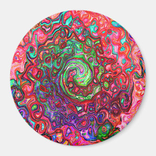 Watercolor Red Groovy Abstract Retro Liquid Swirl Magnet