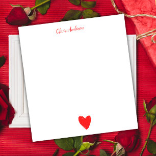 Watercolor Red Heart  Valentines Day Personalised  Notepad