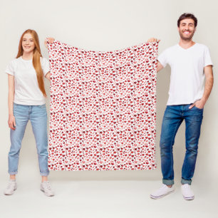 Watercolor Red Hearts Valentine's Day Fleece Blanket