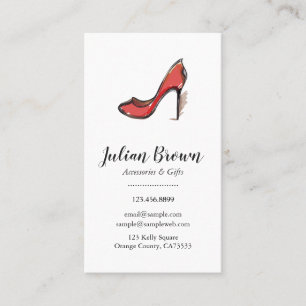 Watercolor Red High Heel Shoe Stiletto Business Card
