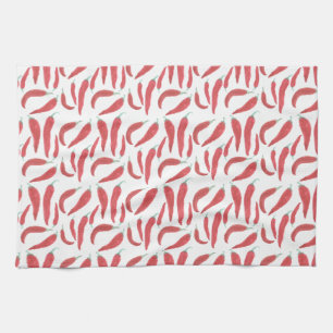 watercolor red hot chillies tea towel