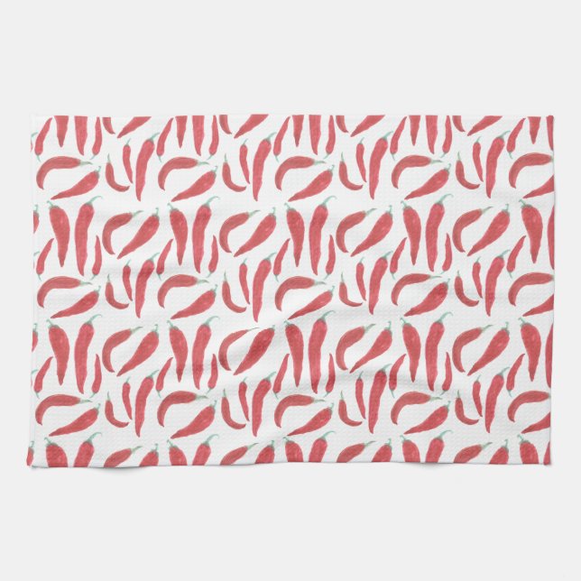 watercolor red hot chillies tea towel (Horizontal)