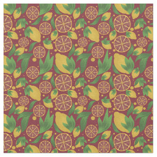 Watercolor Red Lemon Fruit Pattern Fabric