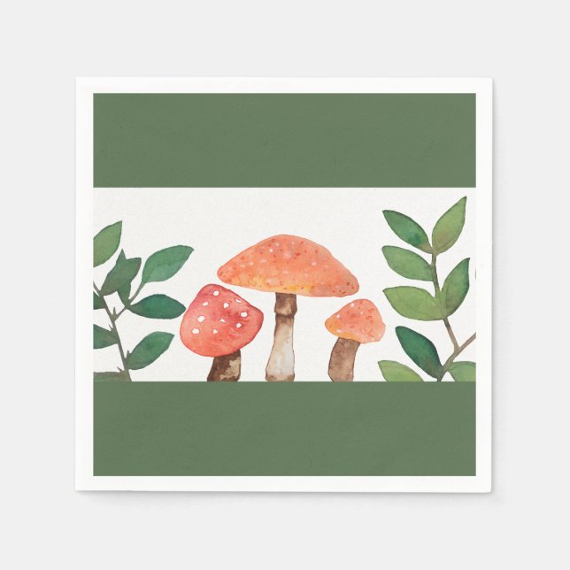 Watercolor Red Mushroom wedding, Weddings  Napkin (Front)