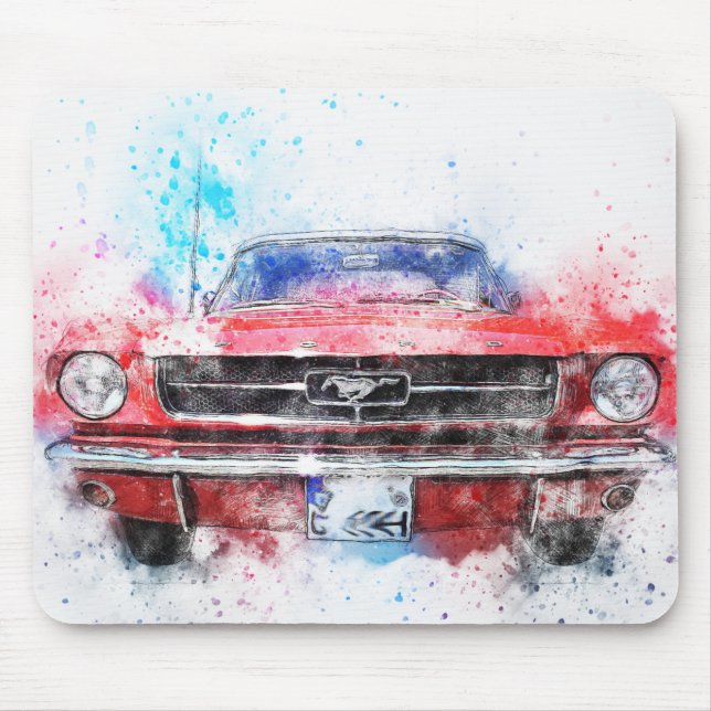 Watercolor Red Mustang  Mouse Pad (Front)