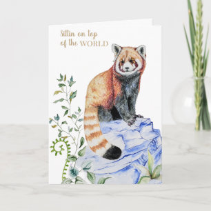 Watercolor Red Panda Graduation Card