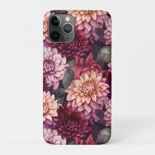 Watercolor Red Pink Dahlia Pattern Design iPhone 11 Pro Case