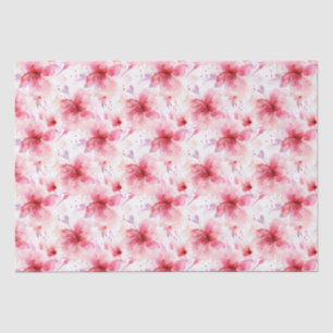 Watercolor Red Pink Flowers Spring Floral Pattern  Tissue Paper