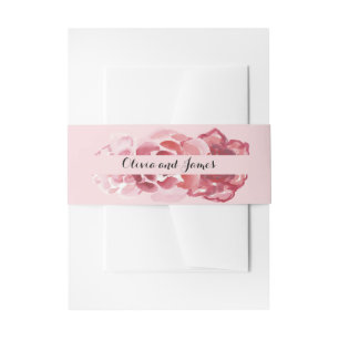 Watercolor Red Pink Rose Belly Band Invitation Belly Band