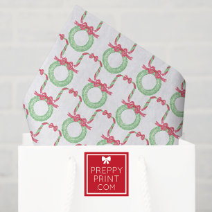 Watercolor Red Polka Dot Bow Wreath Christmas Tissue Paper