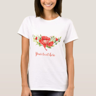 Watercolor Red Poppies Personalised T-Shirt
