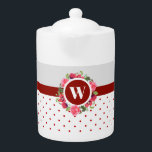 Watercolor Red Poppies Pink Roses Wreath Monogram<br><div class="desc">Designed based on my watercolor illustration of red poppies and pink rose. A beautiful circle arrangement of delicate summer cottage garden flowers with monogram in the centre and red and white polka dots pattern on the lower side. Customisable in Zazzle with your own initial for a personalised design. Check out...</div>