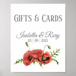 Watercolor Red Poppies Wedding Gifts Sign Print