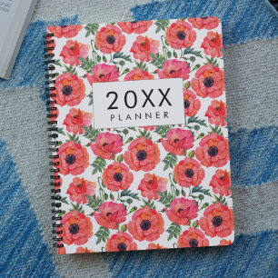 Watercolor Red poppies weekly & monthly Planner