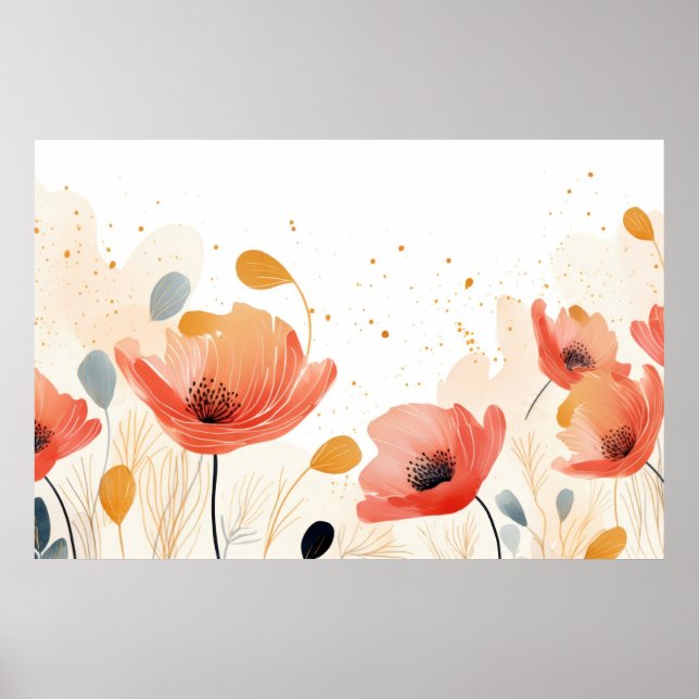 Watercolor red poppy painting poster (Front)