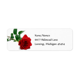 Watercolor Red Rose - Address Labels