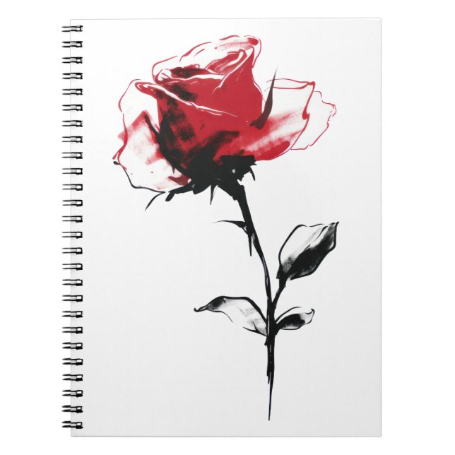 Watercolor Red Rose Notebook (Front)
