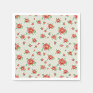 Watercolor Red Rose Paper Napkin