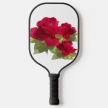 Watercolor Red Rose Pickleball Paddle