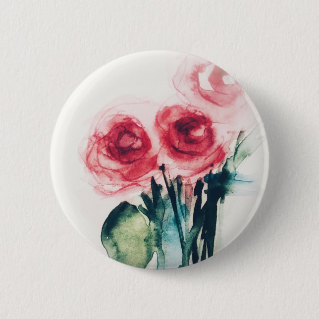 Watercolor Red Roses 6 Cm Round Badge (Front)