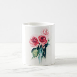 Watercolor Red Roses Coffee Mug