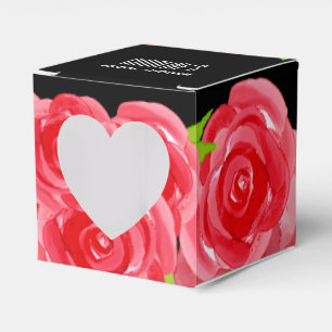 Watercolor Red Roses Floral Square Favour Box