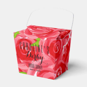 Watercolor Red Roses Floral Take Out Favour Box