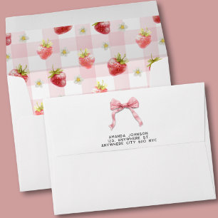 Watercolor Red Strawberry Return Address Envelope