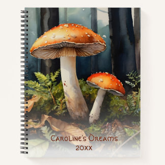 Watercolor red Toadstool • Fall Forest Cottagecore Notebook