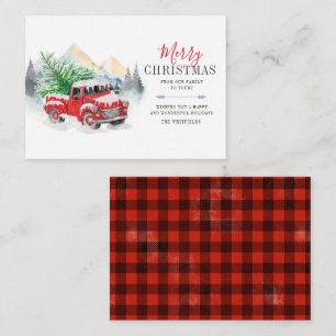 Watercolor Red Truck Merry Christmas Lumberjack Card