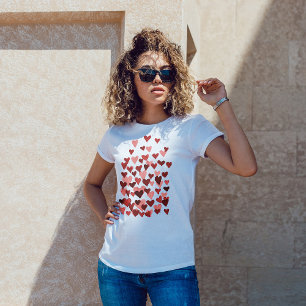 Watercolor red valentine's hearts  T-Shirt
