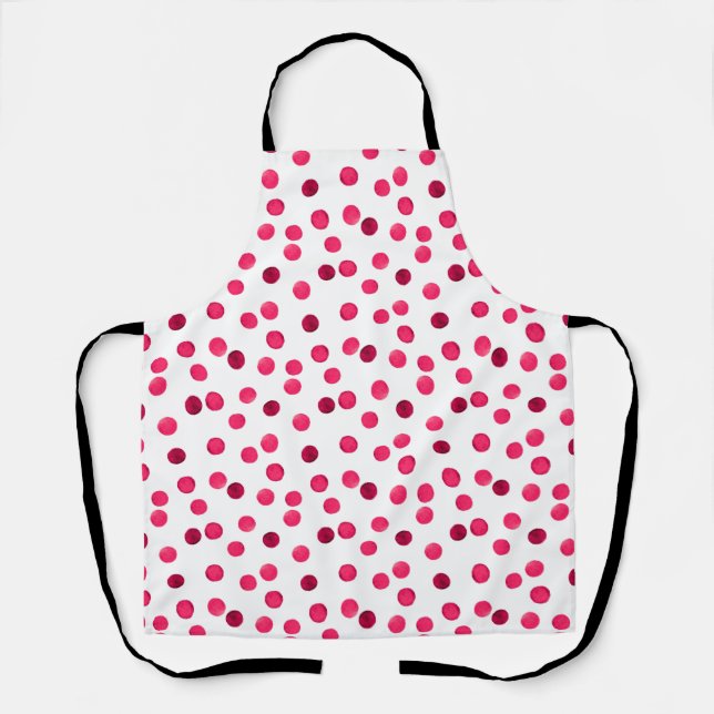 Watercolor  red watercolor polka dot pattern apron (Front)