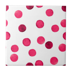 Watercolor red watercolor polka dot pattern ceramic tile